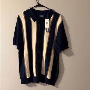 Buffalo David Bitton Navy and Cream Striped Shirt